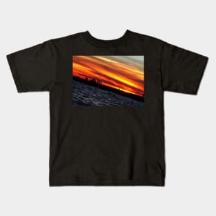 Abstract Slanted Sunset Pier Silhouette Kids T-Shirt